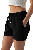 Smith & Solo Kurze Hose Damen - Shorts Sommer Hosen, Laufhose Kurz Sporthose, Trainingshose Sportshorts Women Laufshorts (Schwarz, XL)