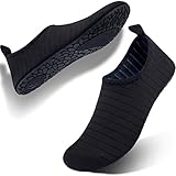 FELOVE Badeschuhe Wasserschuhe Strandschuhe Surfschuhe Barfuß Schuhe,Breathable Schwimmschuhe Hausschuhe Yoga Schuhe für Wassersport für Damen Herren, Schwarz.TW 44/45